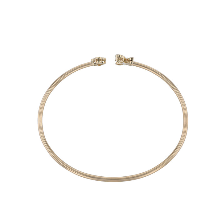 18K Yellow Gold Diamond Butterfly Open Bangle
