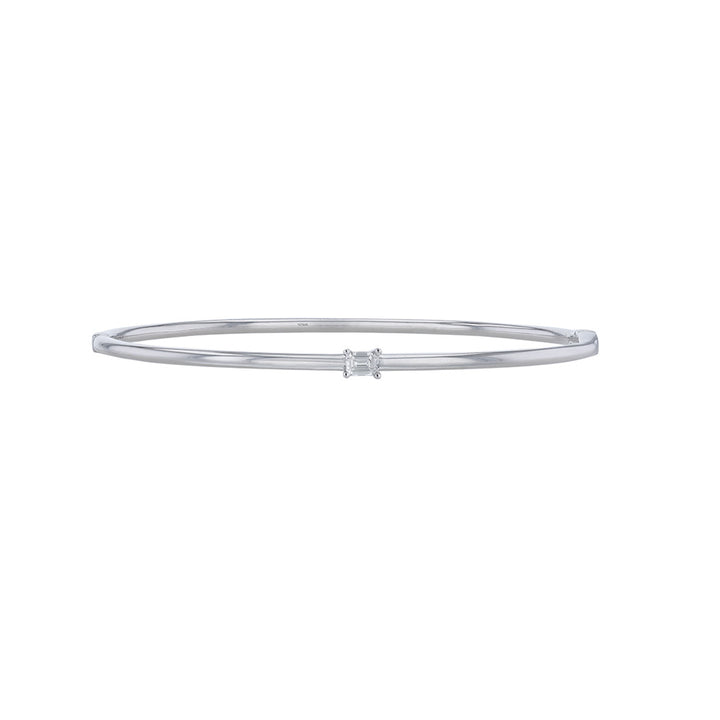 18K White Gold Single Diamond Bangle