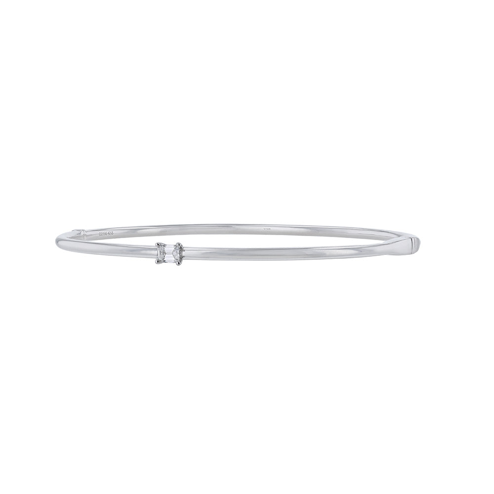 18K White Gold Single Diamond Bangle