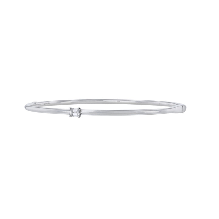 18K White Gold Single Diamond Bangle