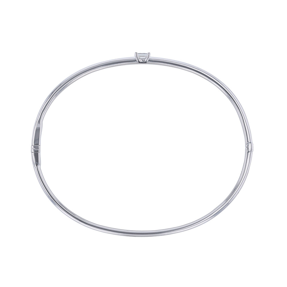 18K White Gold Single Diamond Bangle