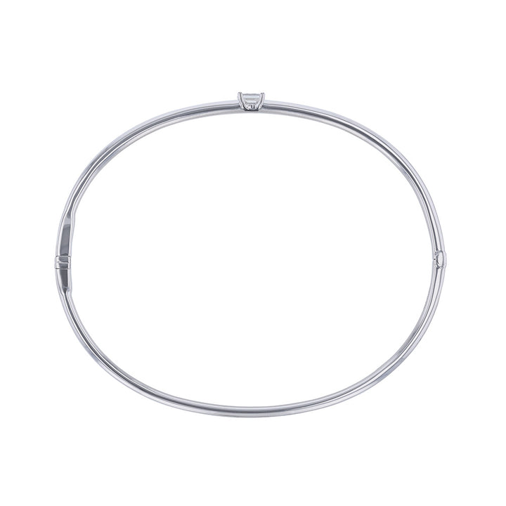 18K White Gold Single Diamond Bangle