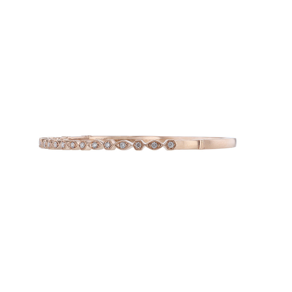 18K Rose Gold Alternate Bezel Diamond Bangle