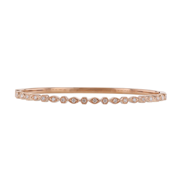 18K Rose Gold Alternate Bezel Diamond Bangle
