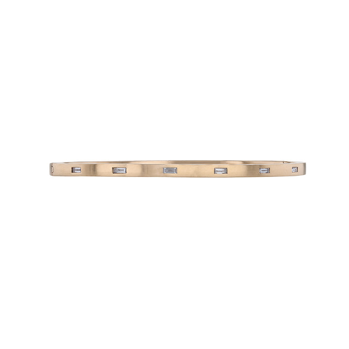 18K Rose Gold Bezel Baguette Diamond Bangle