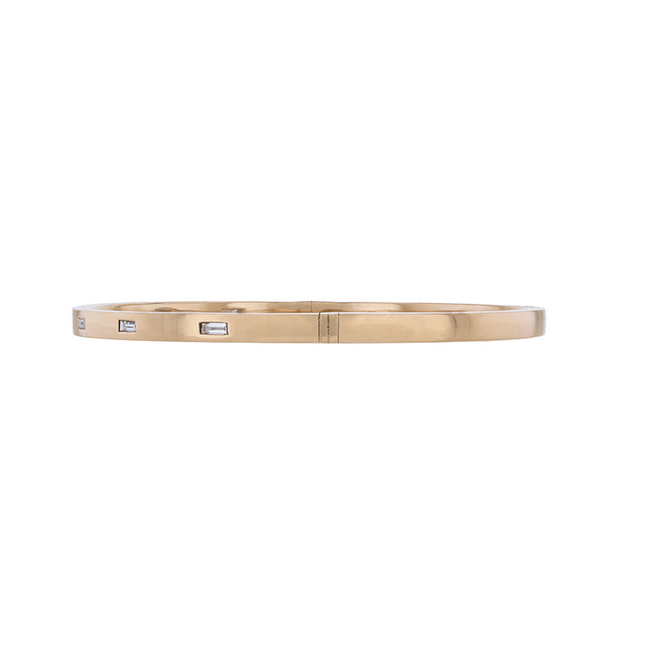18K Rose Gold Bezel Baguette Diamond Bangle