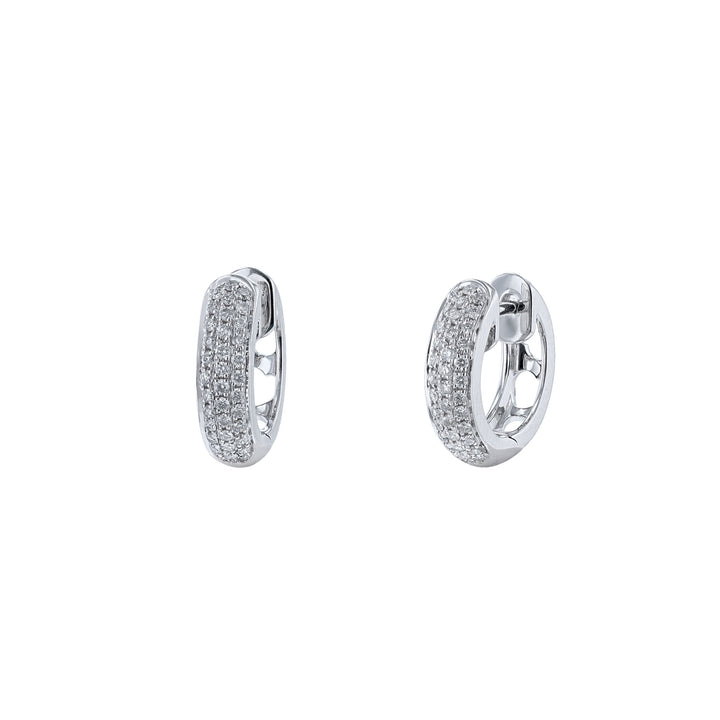 Triple Row Diamond Mini Hoop Earrings