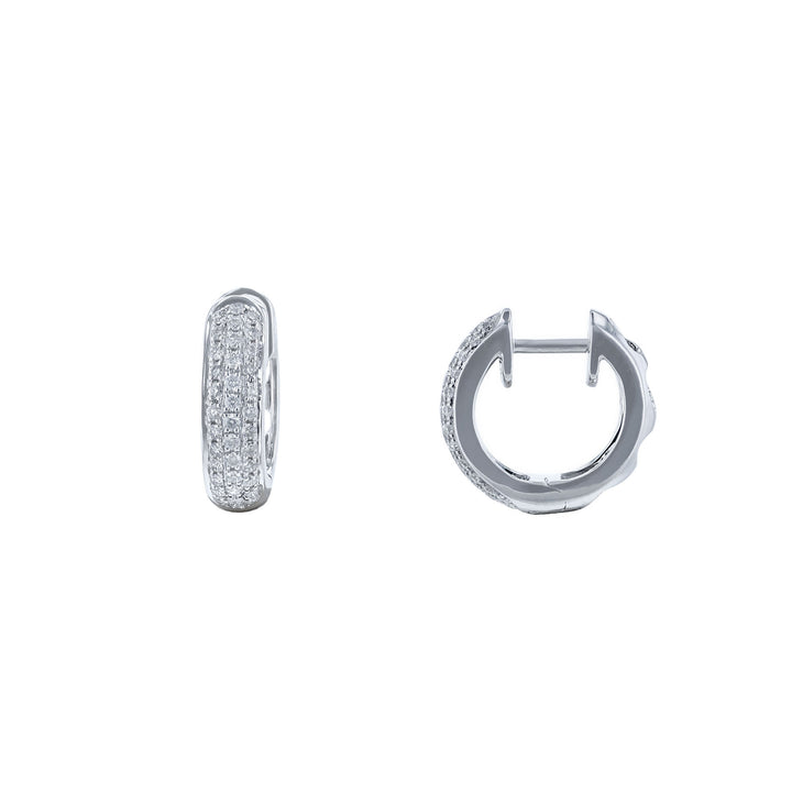 Triple Row Diamond Mini Hoop Earrings