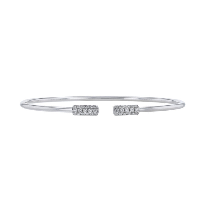 18K White Gold Open Diamond Bangle