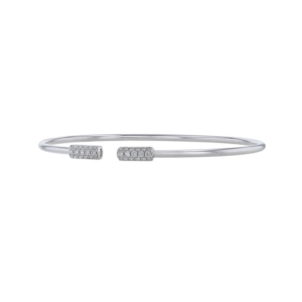 18K White Gold Open Diamond Bangle