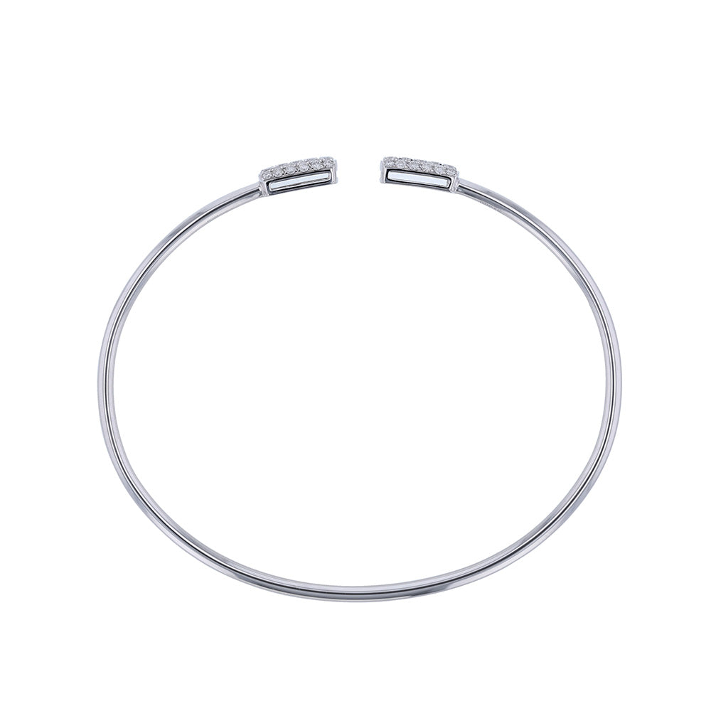 18K White Gold Open Diamond Bangle