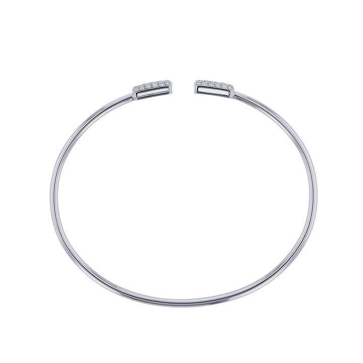 18K White Gold Open Diamond Bangle