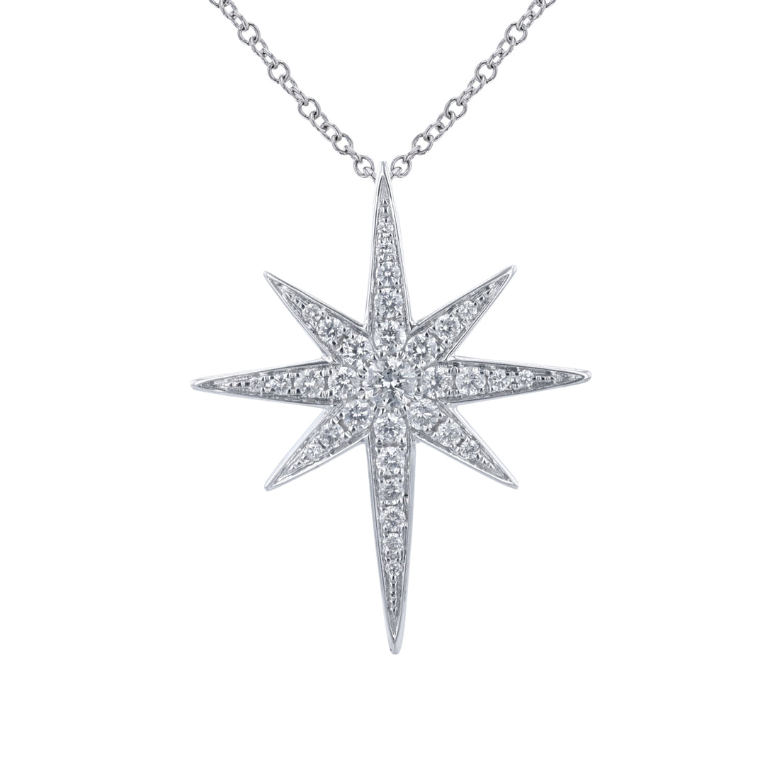 18K White Gold Diamond Starburst Necklace