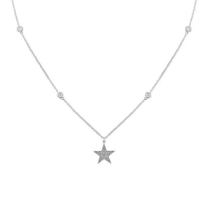 18K White Gold Diamond Star Necklace