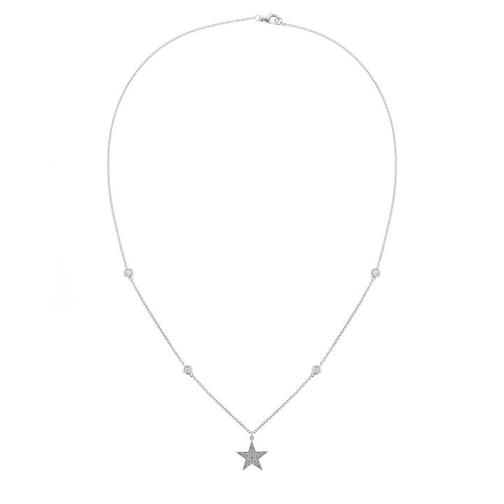 18K White Gold Diamond Star Necklace