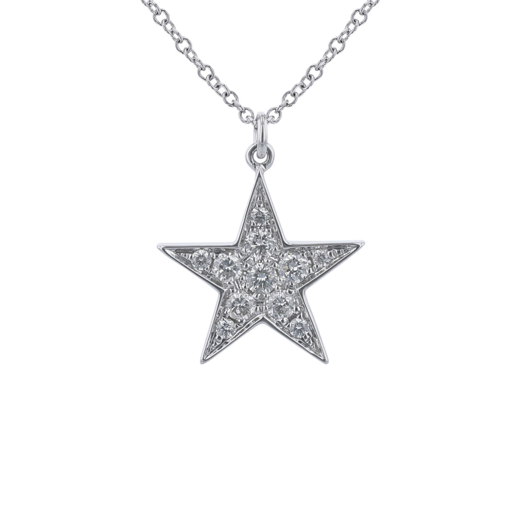 18K White Gold Diamond Star Necklace