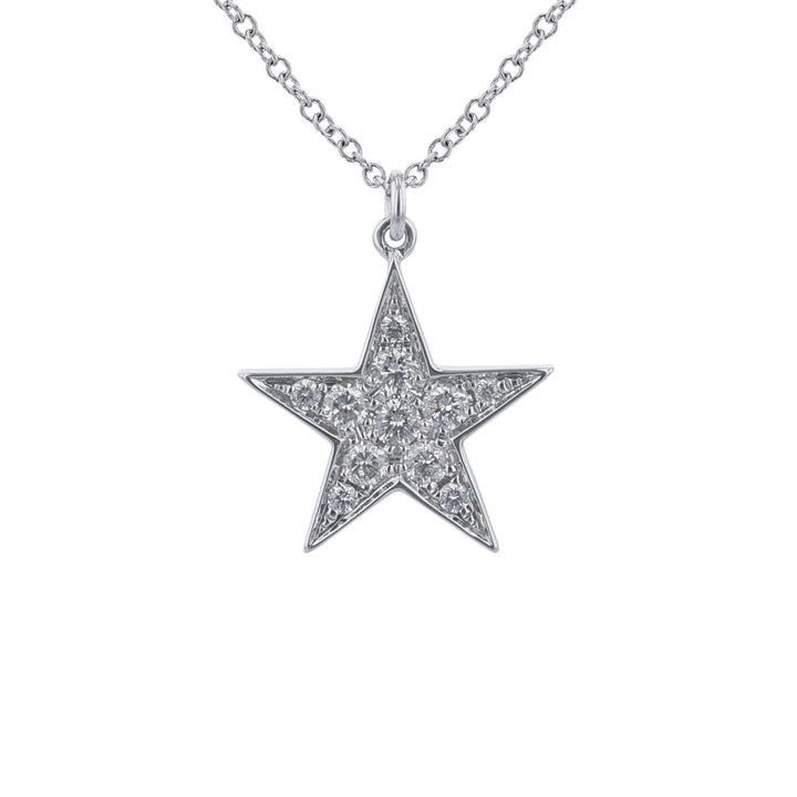 18K White Gold Diamond Star Necklace