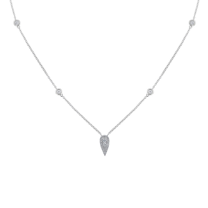 18K White Gold Pointed Drop Diamond Necklace