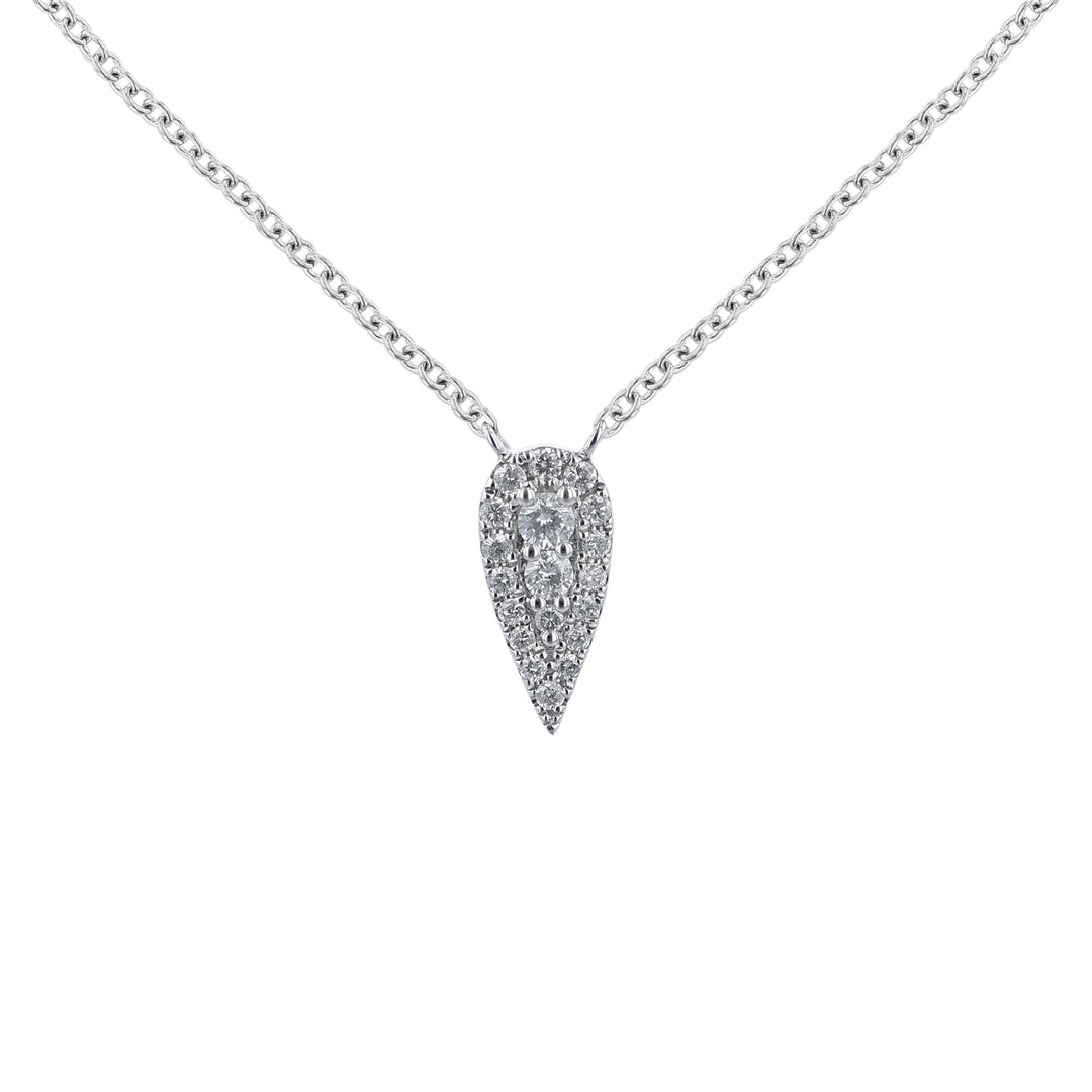 18K White Gold Pointed Drop Diamond Necklace