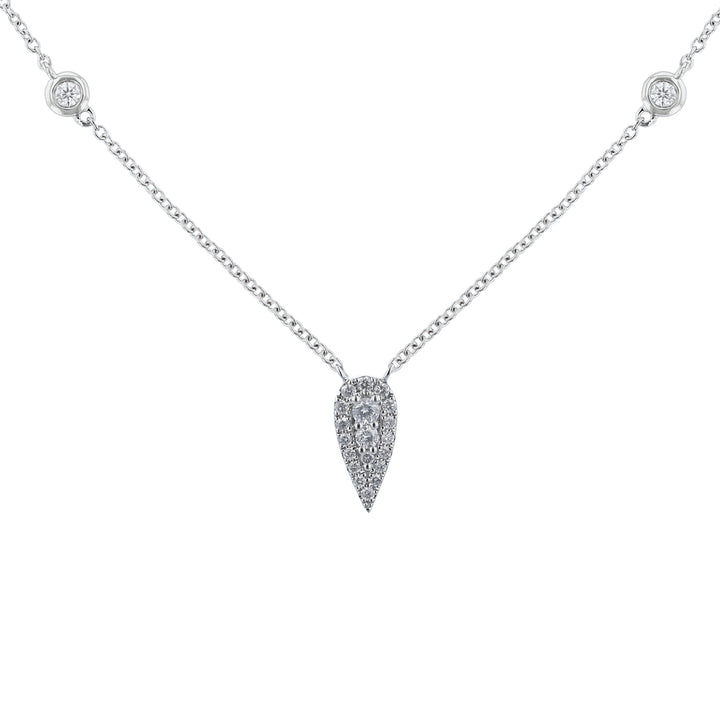 18K White Gold Pointed Drop Diamond Necklace