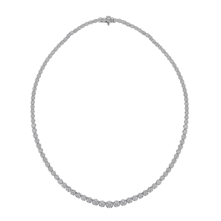 18K White Gold Diamond Tennis Necklace, 7.01ct