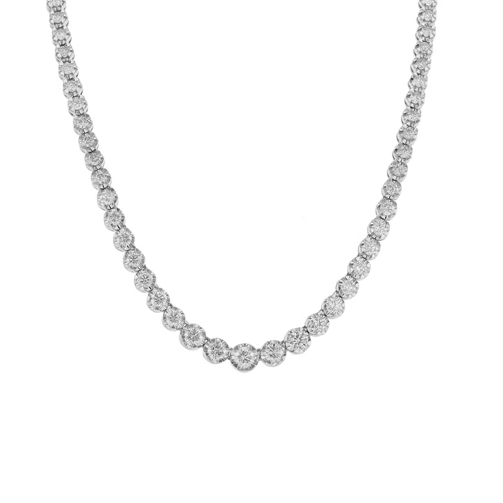 18K White Gold Diamond Tennis Necklace, 7.01ct
