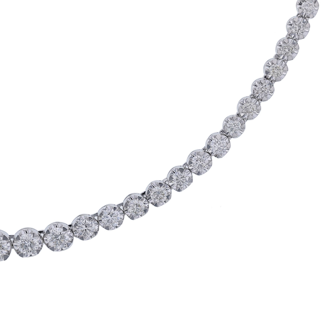 18K White Gold Diamond Tennis Necklace, 7.01ct