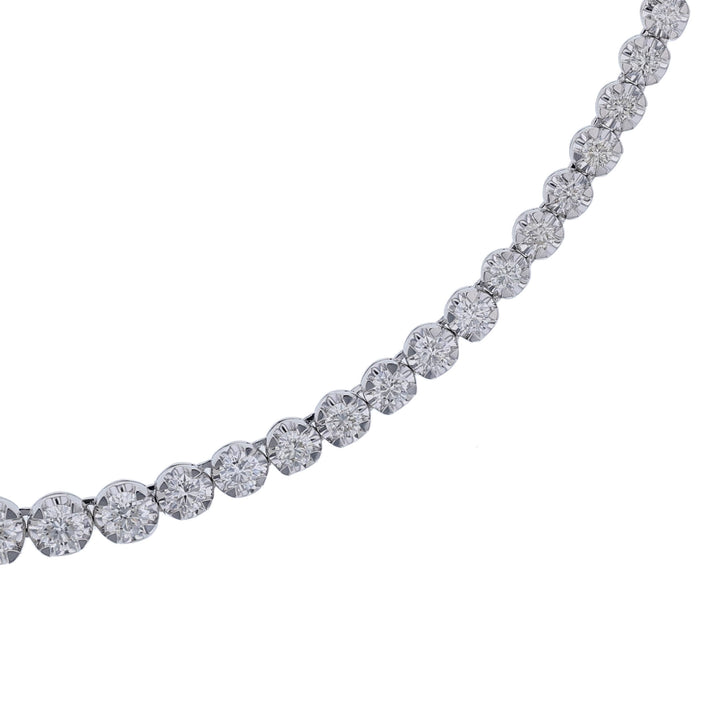 18K White Gold Diamond Tennis Necklace, 7.01ct