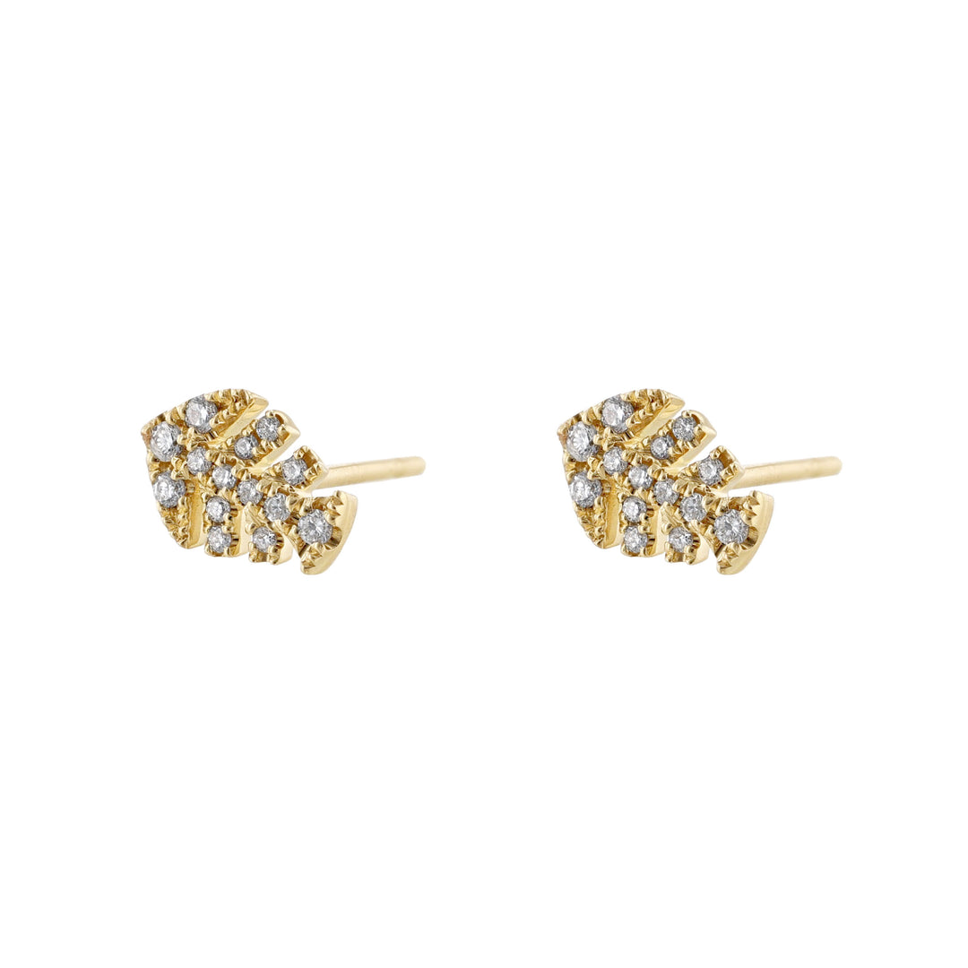 Fish Bone Diamond Stud Earrings