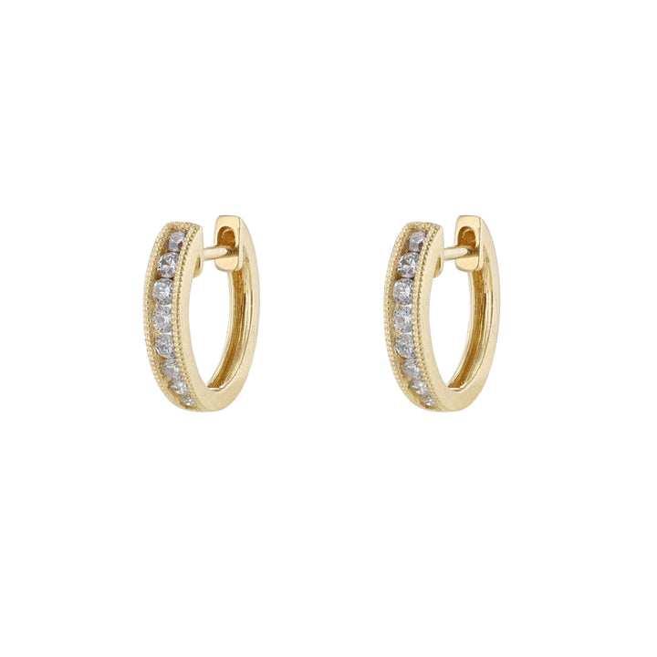 Milgrain Diamond Mini Hoop Earrings