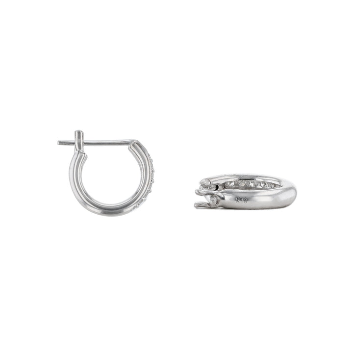 18K White Gold Diamond Mini Hoop Earrings