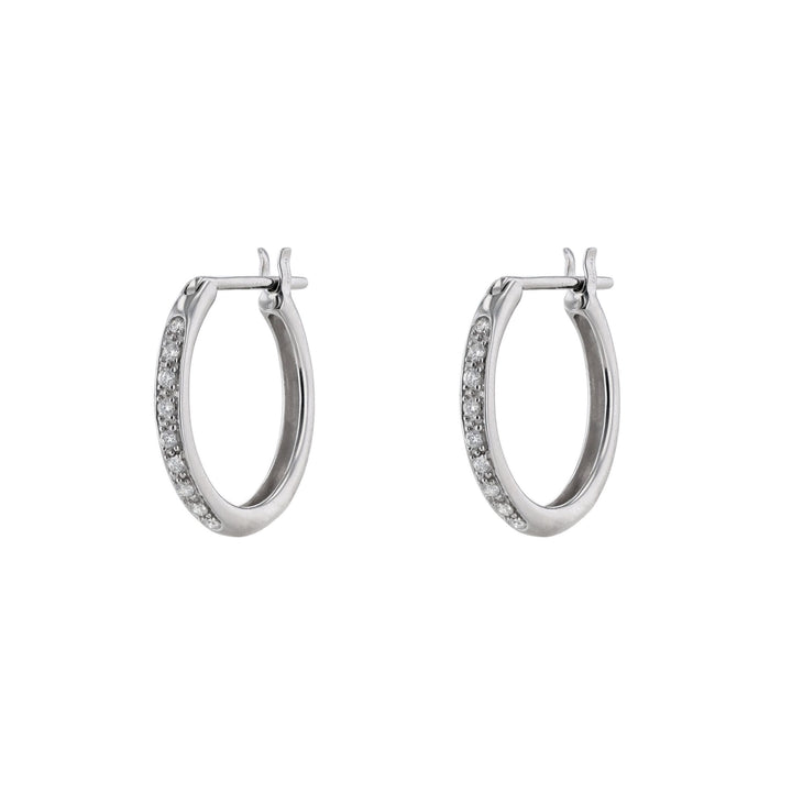 18K White Gold Diamond Midi Hoop Earrings