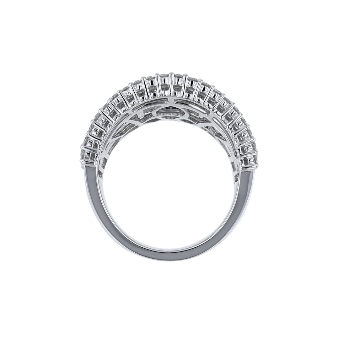 Concave Round Baguette Diamond Cocktail Ring