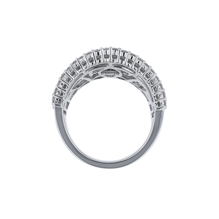 Concave Round Baguette Diamond Cocktail Ring