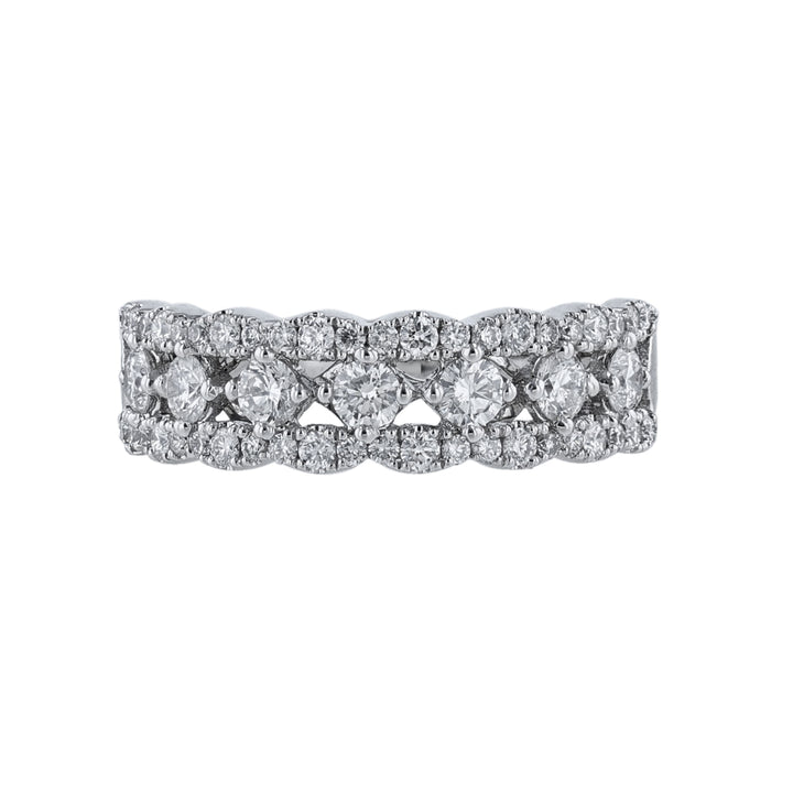 Scalloped Multi Row Round Diamond Band