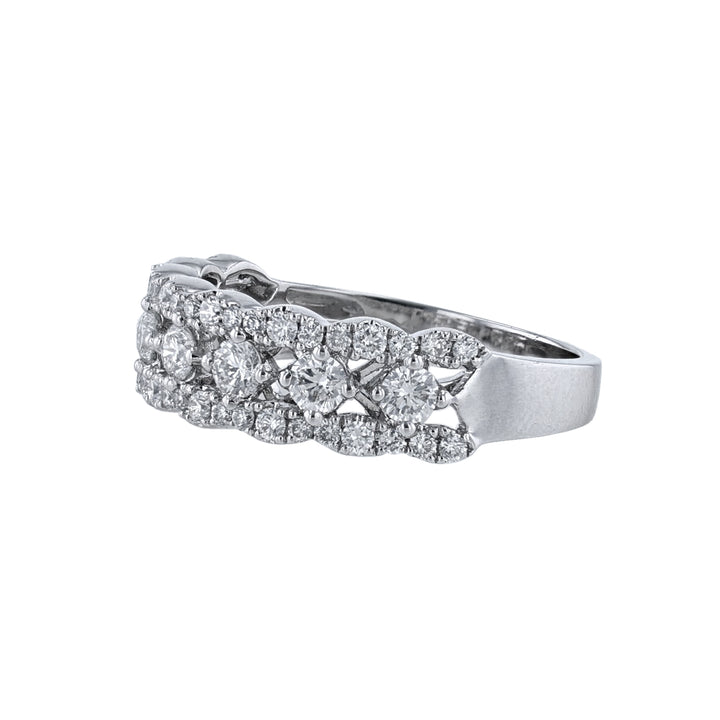 Scalloped Multi Row Round Diamond Band