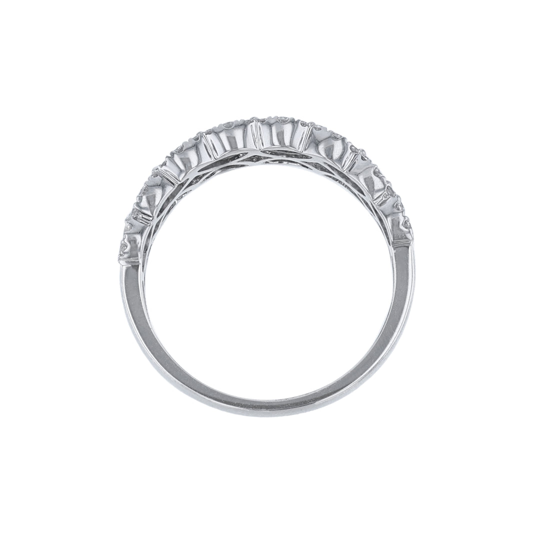 Scalloped Multi Row Round Diamond Band