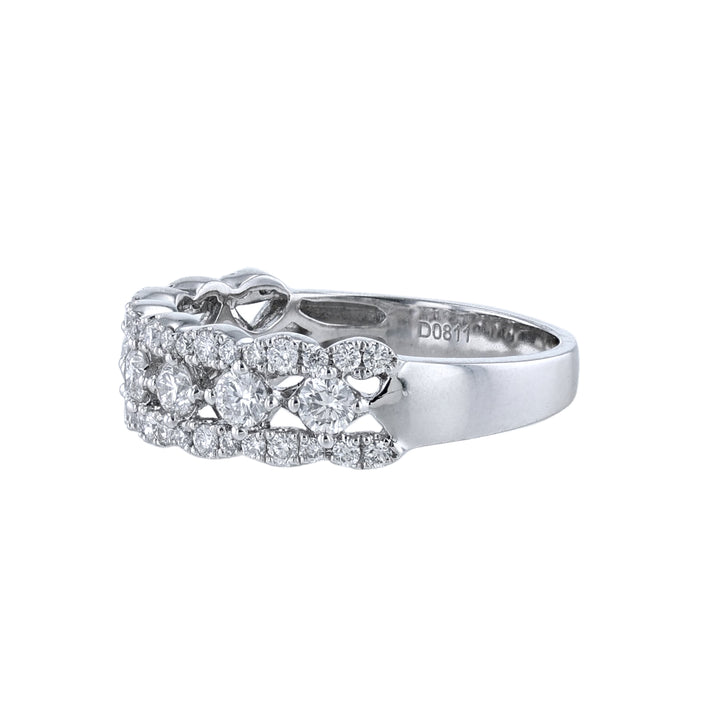 Scalloped Multi Row Round Diamond Band