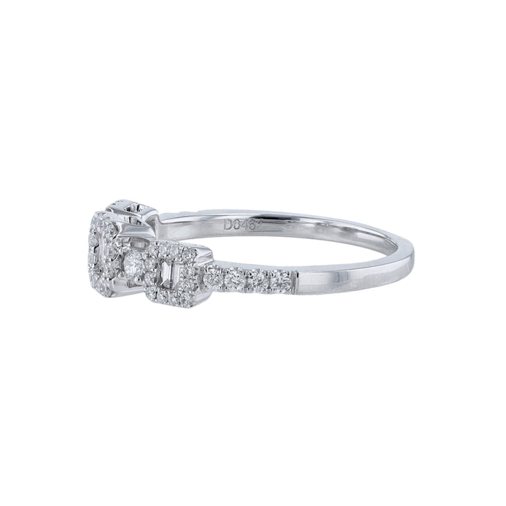 Triple Cushion Halo Baguette Diamond Ring