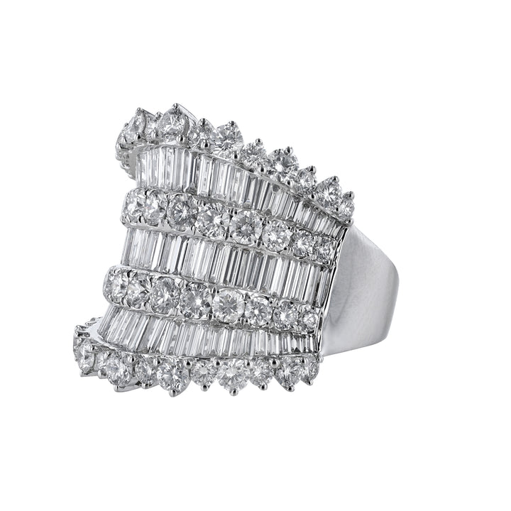 Concave Round Baguette Diamond Ring, 3.90ct.