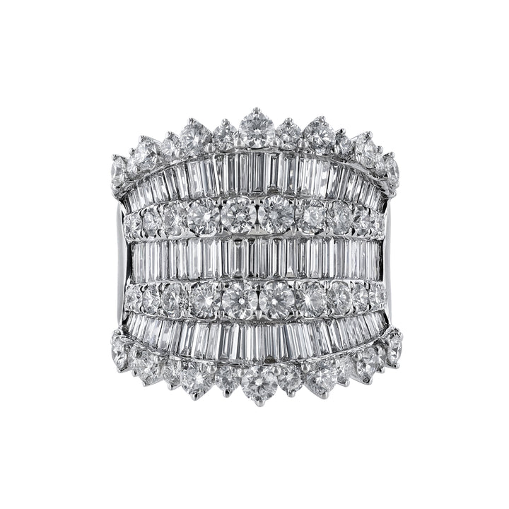 Concave Round Baguette Diamond Ring, 3.90ct.