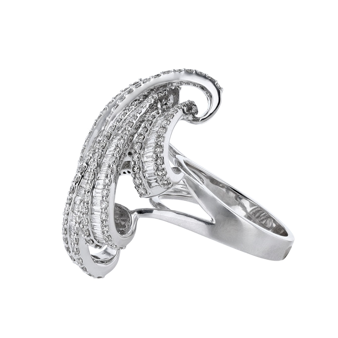 Loose Knot Round Baguette Diamond Ring