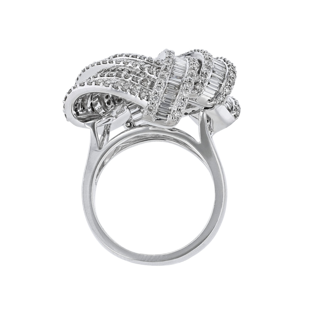 Loose Knot Round Baguette Diamond Ring