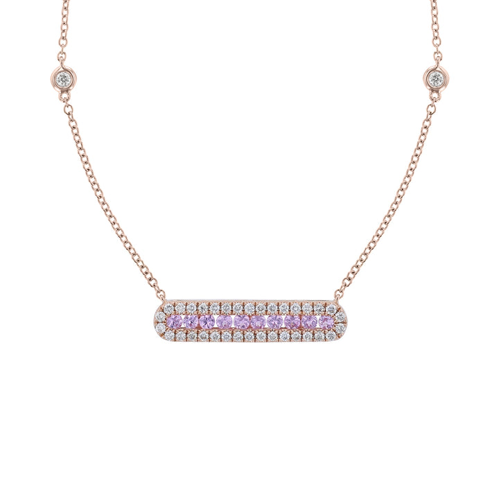 Pink Sapphire & Diamond Bar Station Necklace