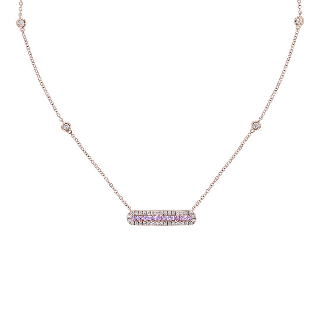 Pink Sapphire & Diamond Bar Station Necklace