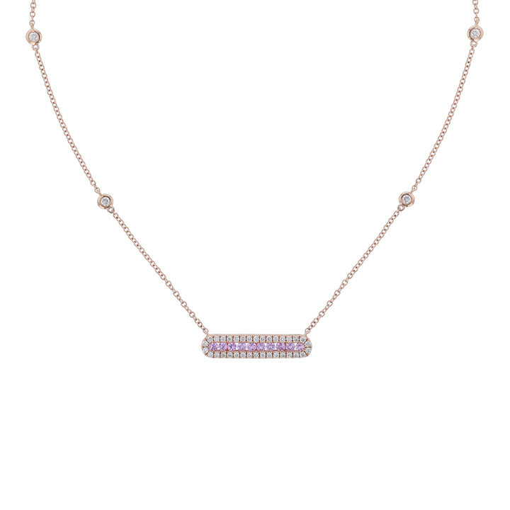 Pink Sapphire & Diamond Bar Station Necklace
