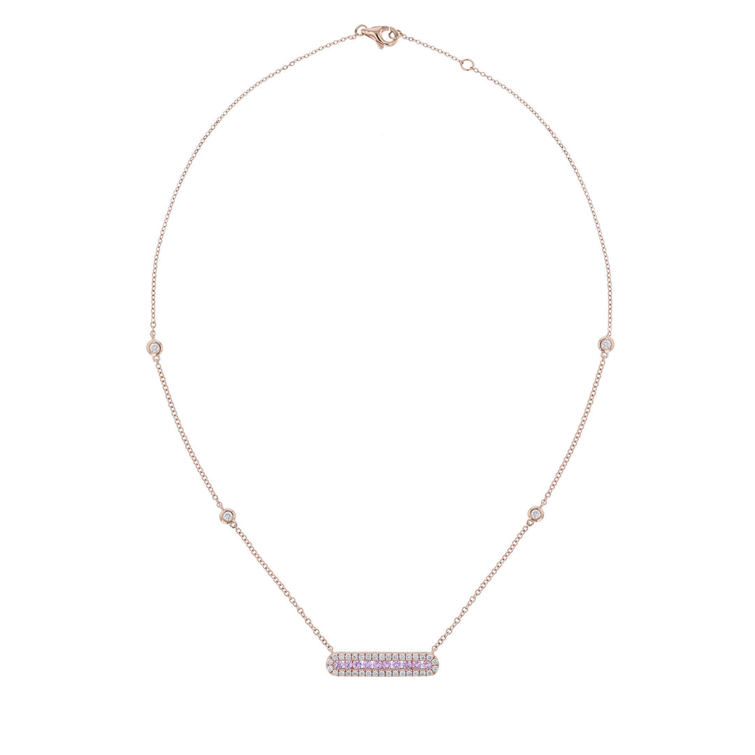Pink Sapphire & Diamond Bar Station Necklace