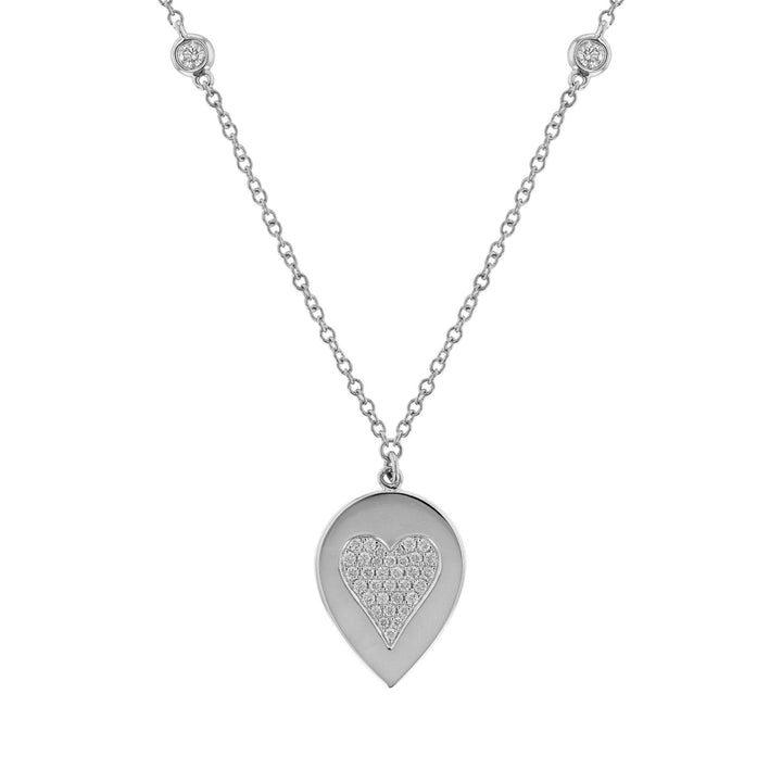 Heart Diamond Cutout Pear Pendant Necklace