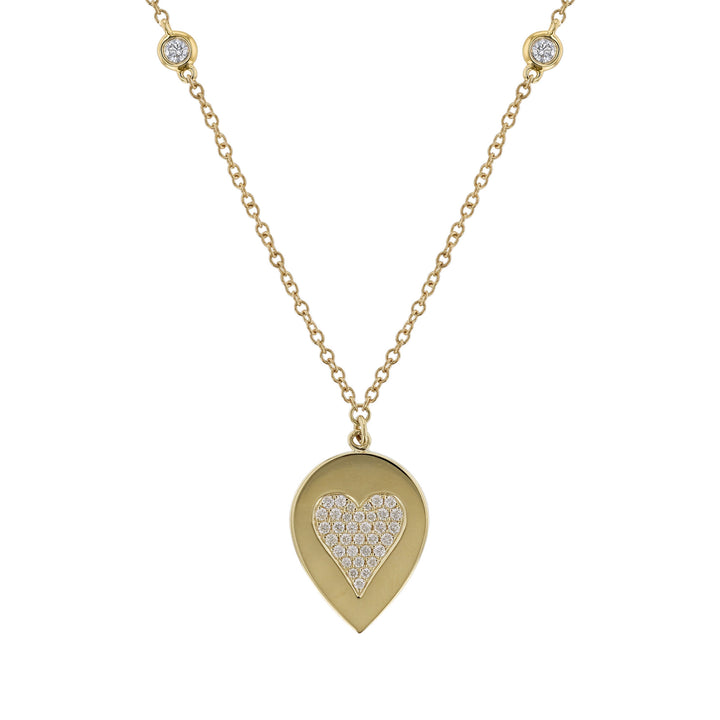 Heart Diamond Cutout Pear Pendant Necklace