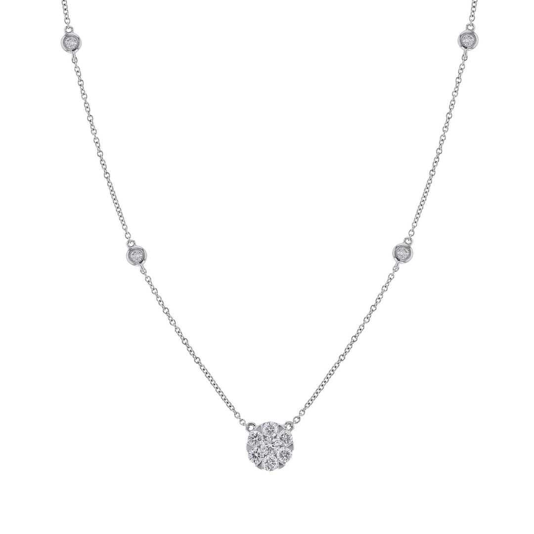 Multi Diamond Round Pendant Necklace, 0.73ct.